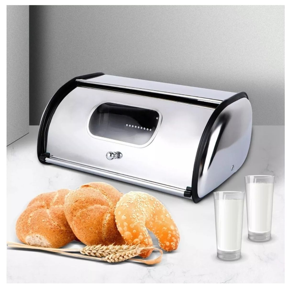 GENERICO - Panera Metálica Vintage Retro Acero Inoxidable Brillante