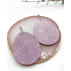 JARDIN DEL ESTE - Aros lila brillos de cuero