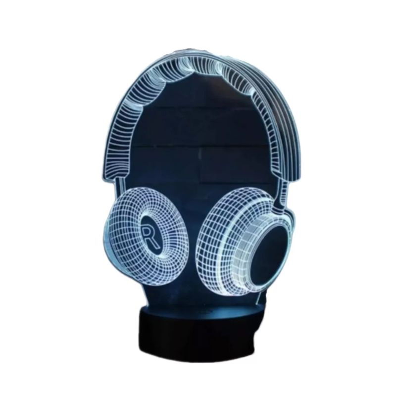 GENERICO - Lampara Ilusion 3d Audifonos 7 Colores