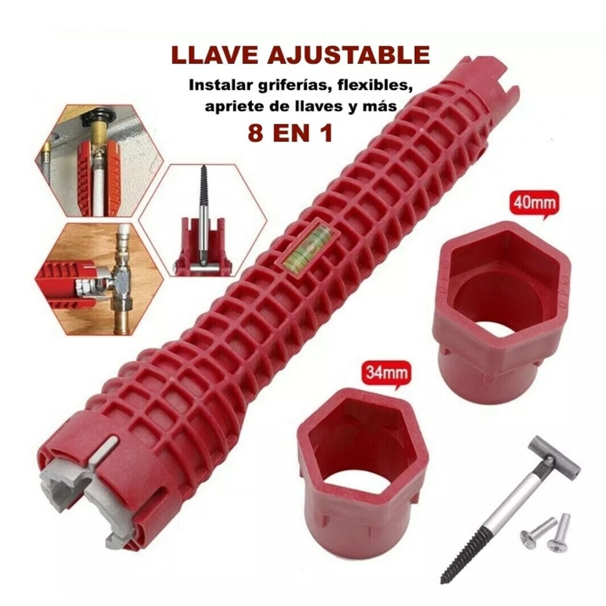 GENERICO - Herramienta Llave Baño Cocina Multi Uso Apriete Griferias