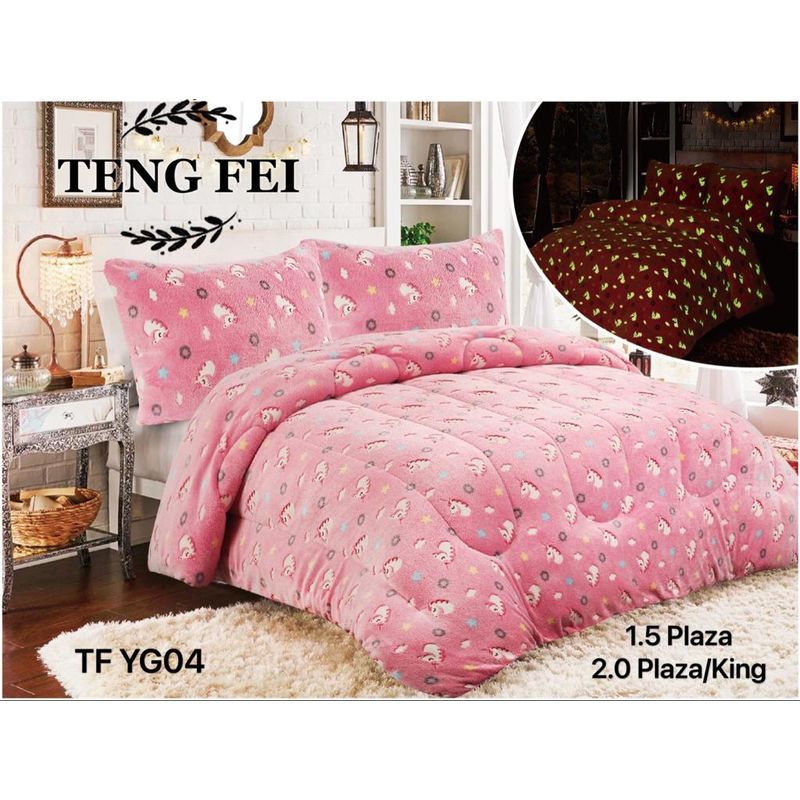 GENERICO - Cobertor de invierno plush y chiporro 2 Plazas Luminoso - Rosado