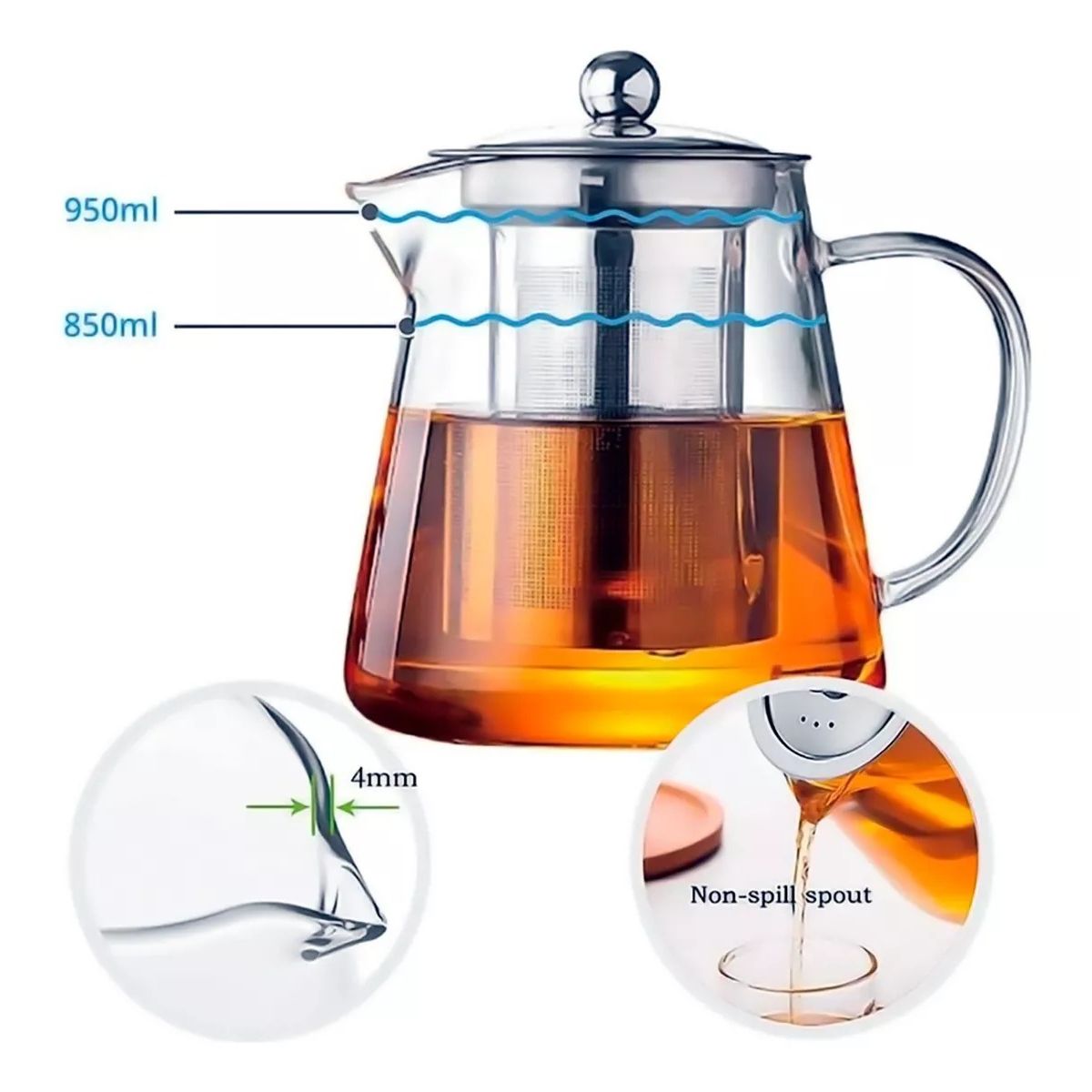 GENERICO - Infusora Tetera De Vidrio 950 Ml