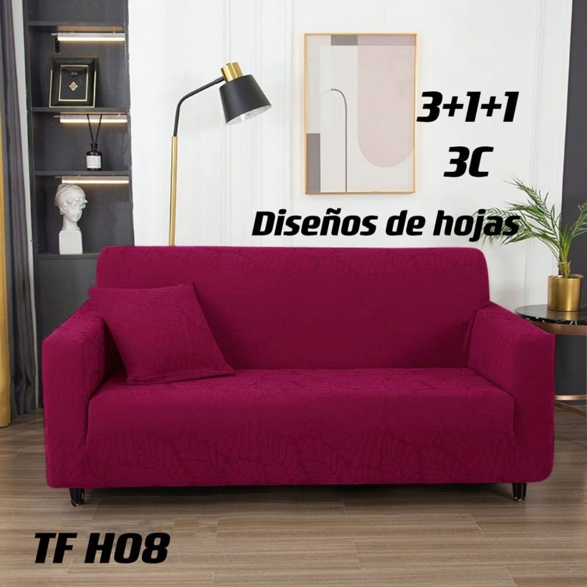 GENERICO - Funda proteCtora Cubre sillón texturizado hojas 3 Cuerpos Conchevino
