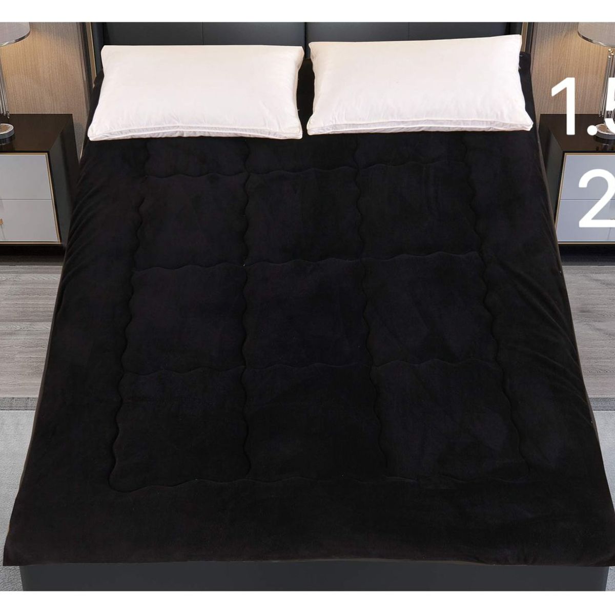 GENERICO - Cubrecolchon de chiporro Grueso 2 Plazas Negro