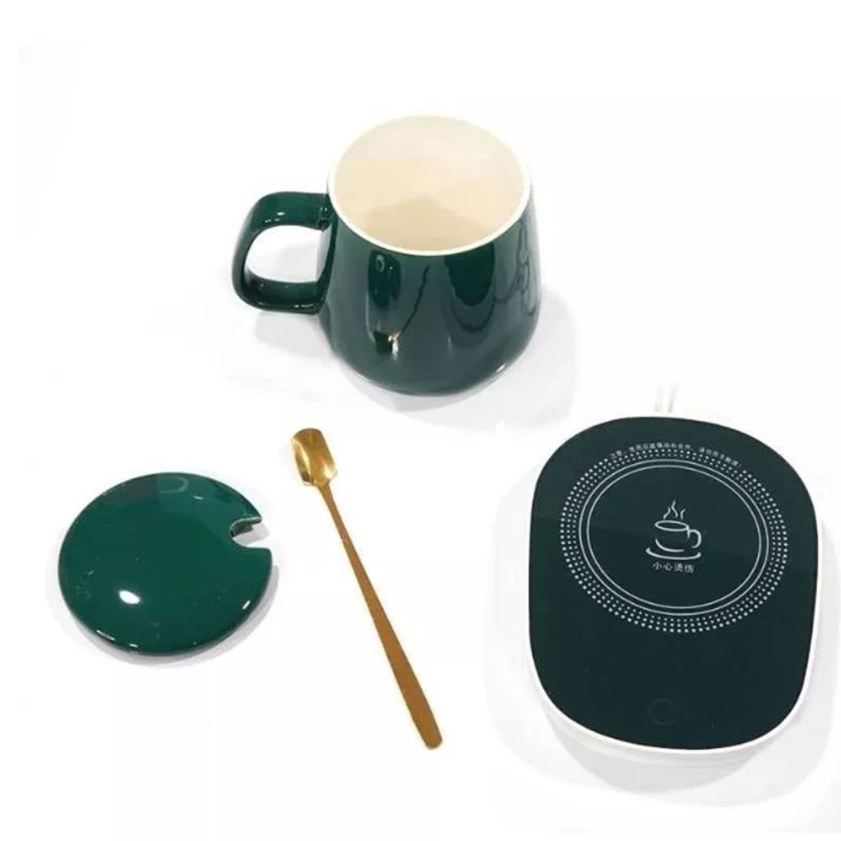 GENERICO - Taza  Te Cafe  Con Calentador Eléctrico Cuchara Set Taza