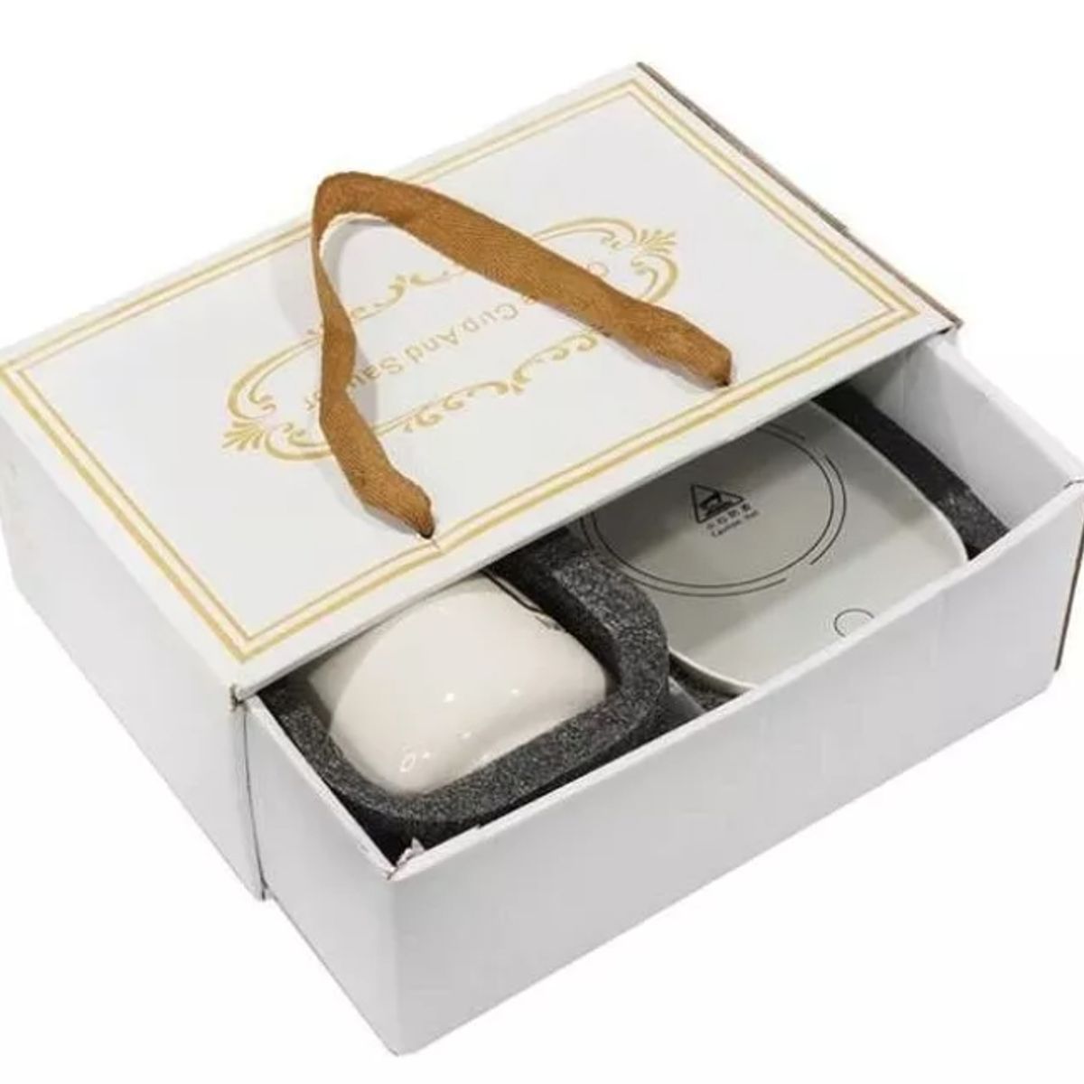 GENERICO - Taza  Te Cafe  Con Calentador Eléctrico Cuchara Set Taza