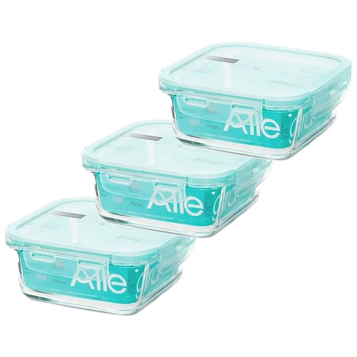 ALLEGRA - Tupper Organizador Hermetico Vidrio Cocina Set X 3