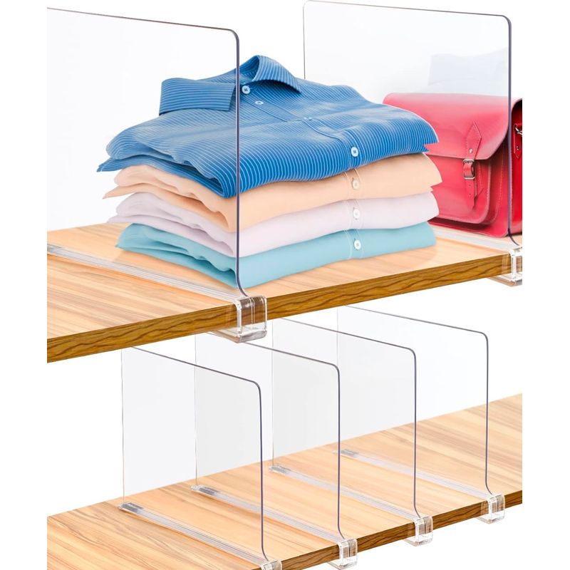 GENERICO - Pack 4 Separadores Acrílicos Organizador Estantes Armarios Closet Ropa