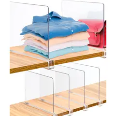 GENERICO - Pack 4 Separadores Acrílicos Organizador Estantes Armarios Closet Ropa