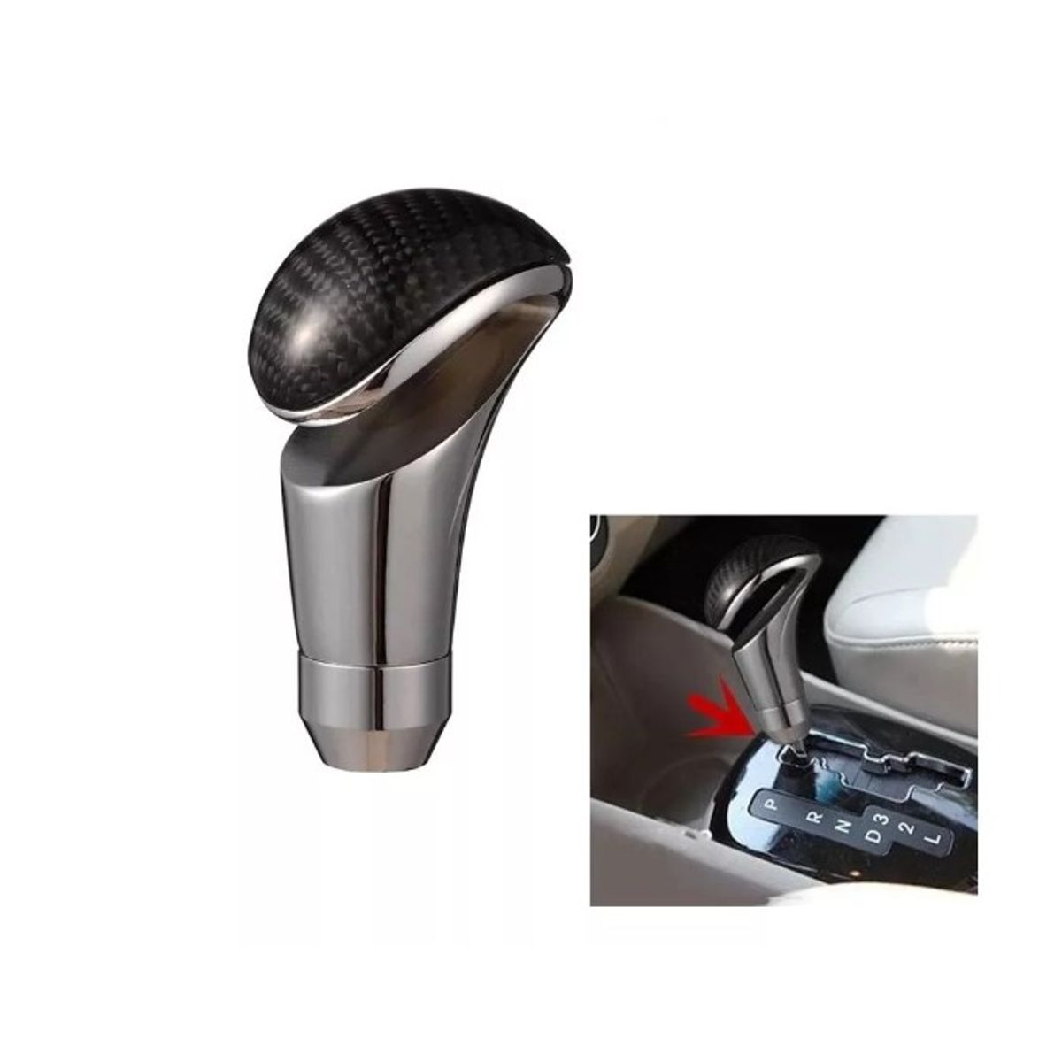 GENERICO - Pomo Palanca De Cambios De Auto Universal Alumino Carbono