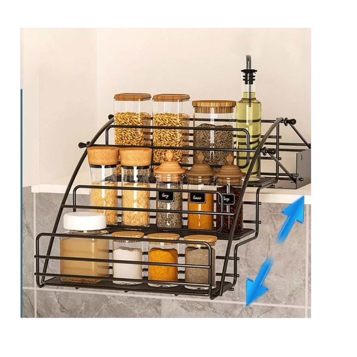 GENERICO - Condimenteros Especieros Metalico Telescópico 3 Niveles