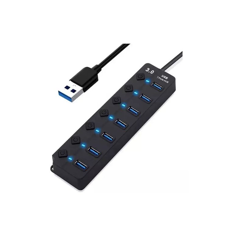 GENERICO - Adapatador Switch Hub Usb 3.0 1 A 7 Puertos Para Notebook Pc