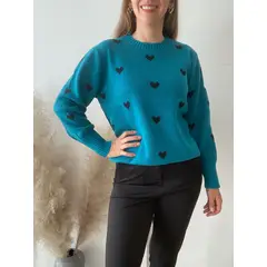 ME MATO TIENDA - Sweater chaleco Corazones negro mujer