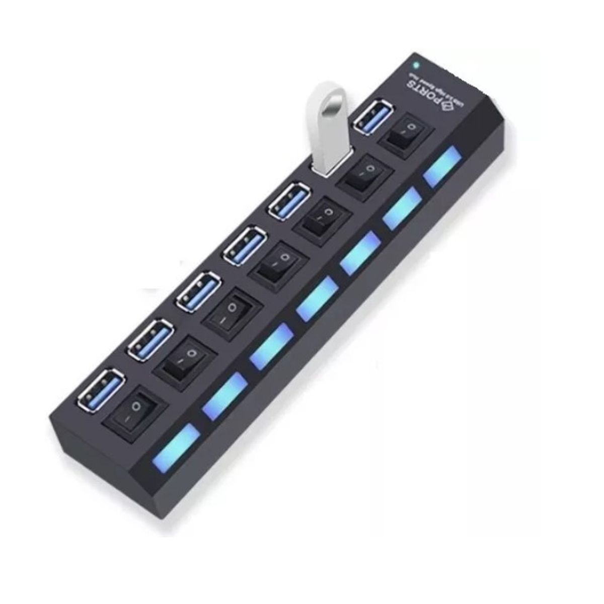 GENERICO - Splitter Hub Usb X7 Alargador Usb 2.00 Con Switch 7 puertos