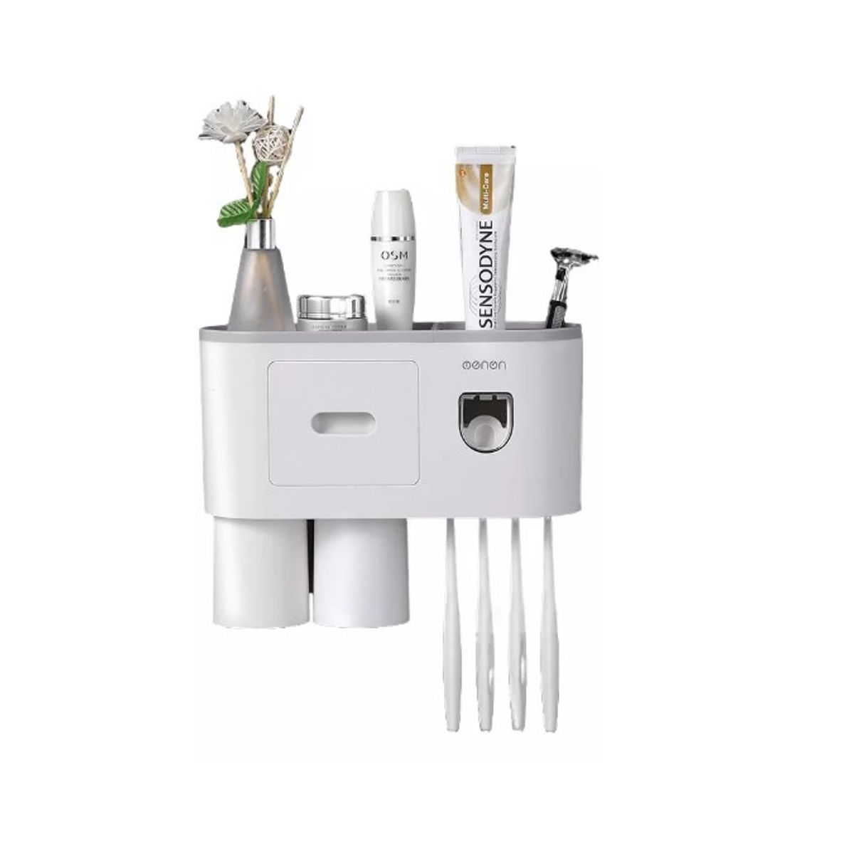 GENERICO - Dispensador Pasta Crema Dental Cepillos Organizador 2 Vaso