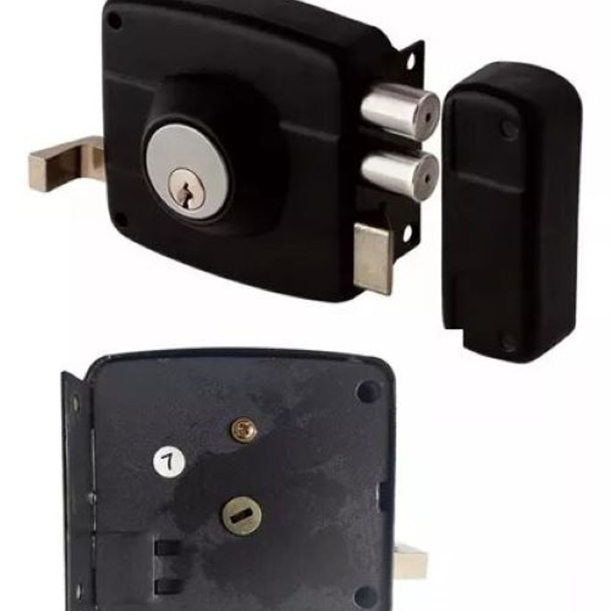 GENERICO - Chapa Cerradura Doble Cerrojo Porton Sin Cilindro