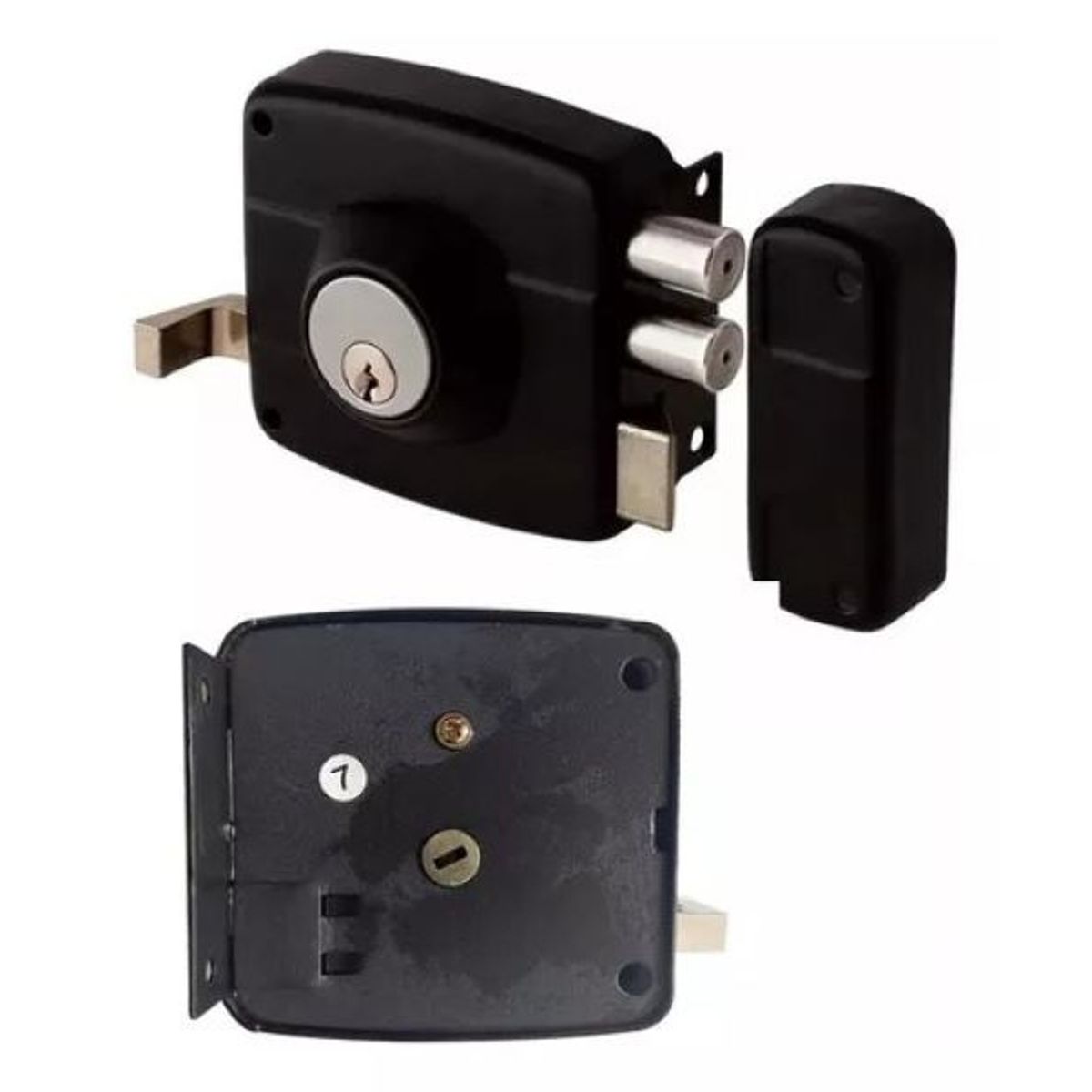 GENERICO - Chapa Cerradura Doble Cerrojo Porton Sin Cilindro