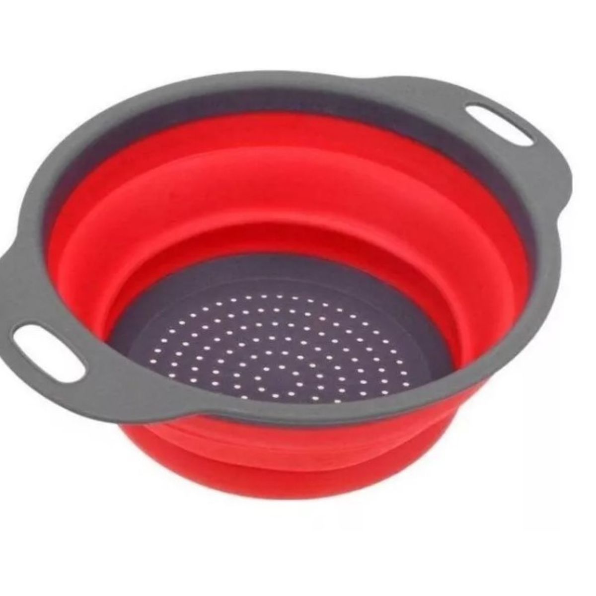 GENERICO - Colador Redondo Plegable 3 Unidades Silicona Fruta Verdura Rojo