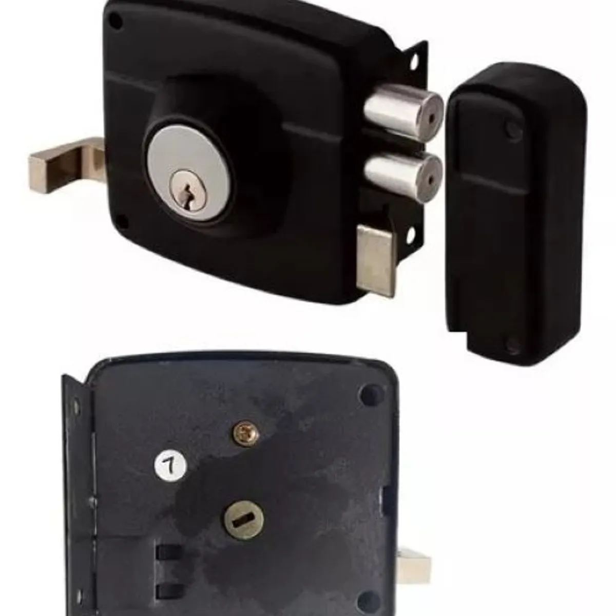 GENERICO - Chapa Cerradura Sobreponer Doble Cerrojo Porton Sin Cilindro