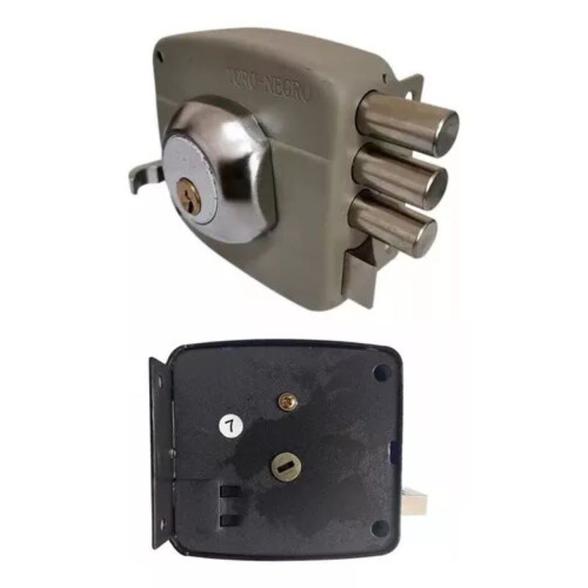 GENERICO - Chapa Cerradura Sobreponer Cerrojo Triple Seguridad Hogar