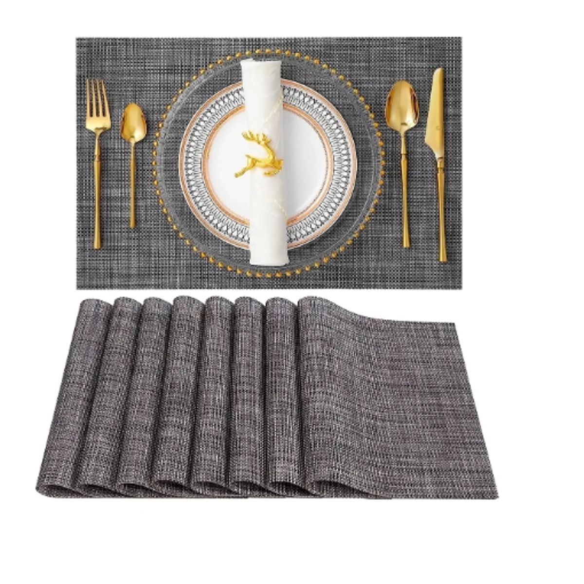 GENERICO - Set De 6 Individuales Rectangulares Trenzados 45x30 Cm