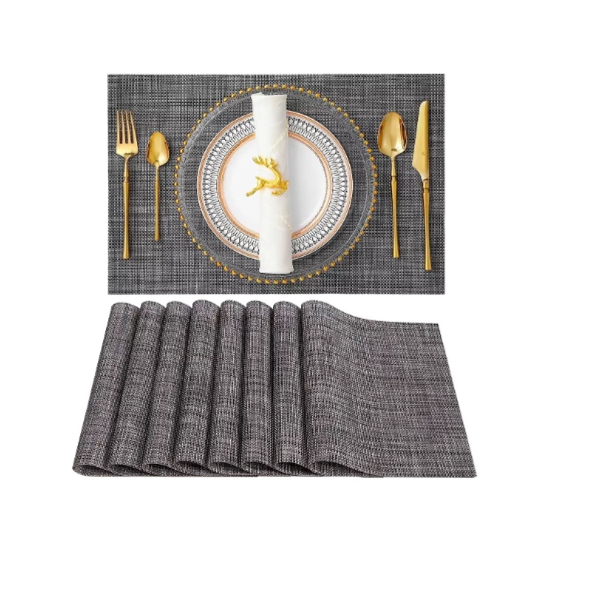 GENERICO - Set De 6 Individuales Rectangulares Trenzados 45x30 Cm