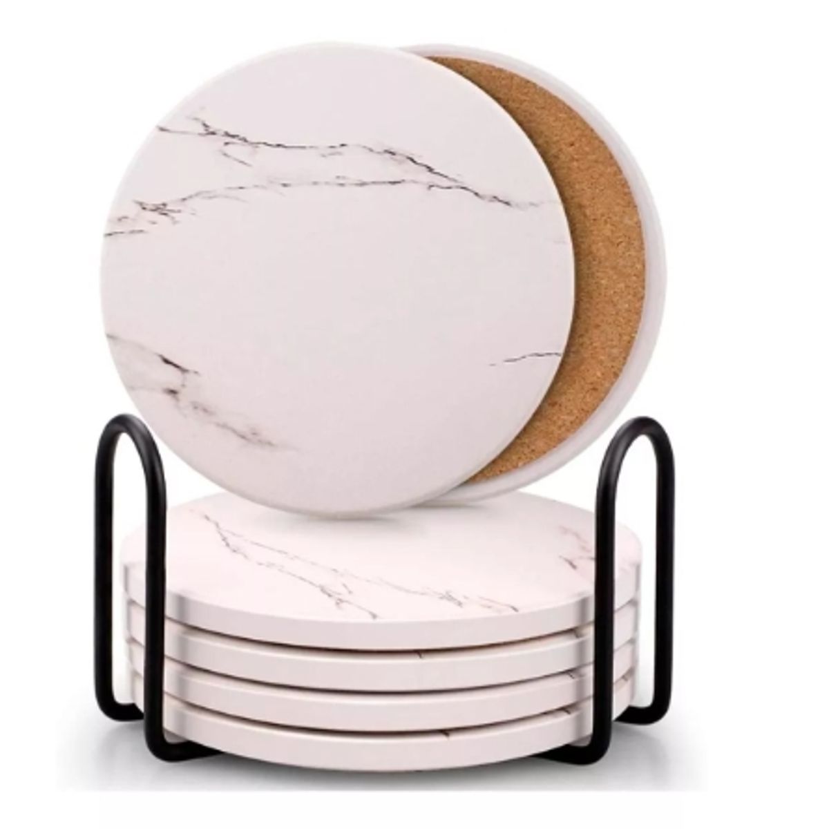 GENERICO - Set De 6 Posavasos De Cerámica Mármol