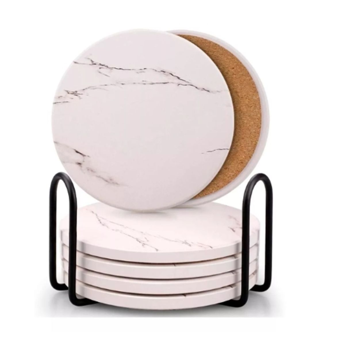 GENERICO - Set De 6 Posavasos De Cerámica Mármol