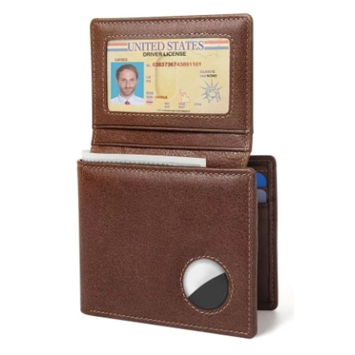 GENERICO - Billetera De Cuero Para Hombre Rfid Con Soporte Airtag