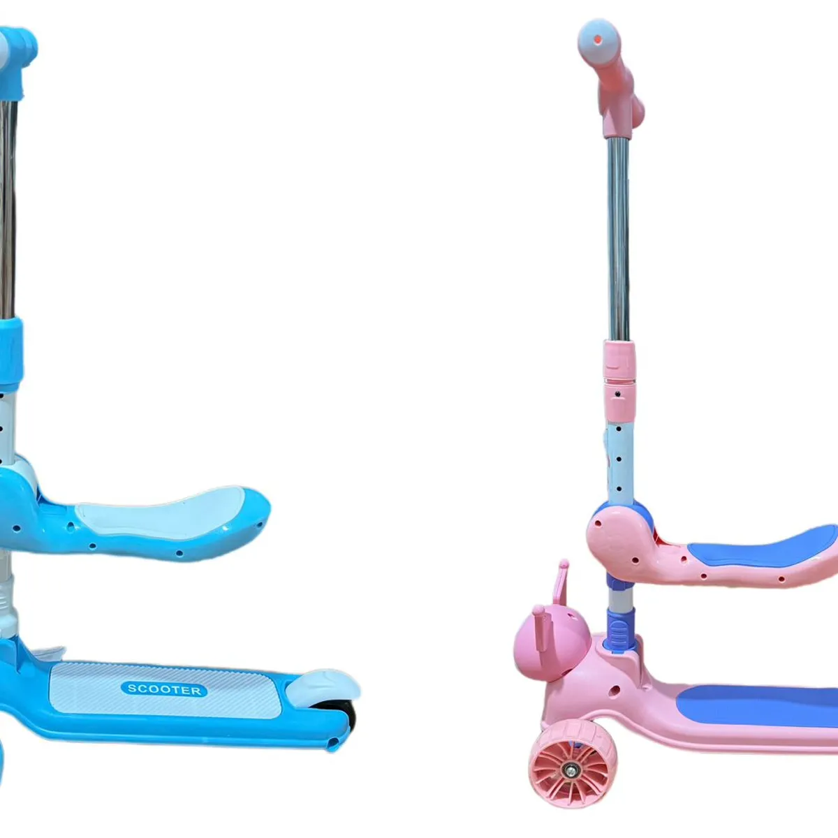 EVERSO - Scooter Monopatines Plegable De Luz Led Para Niños Azul