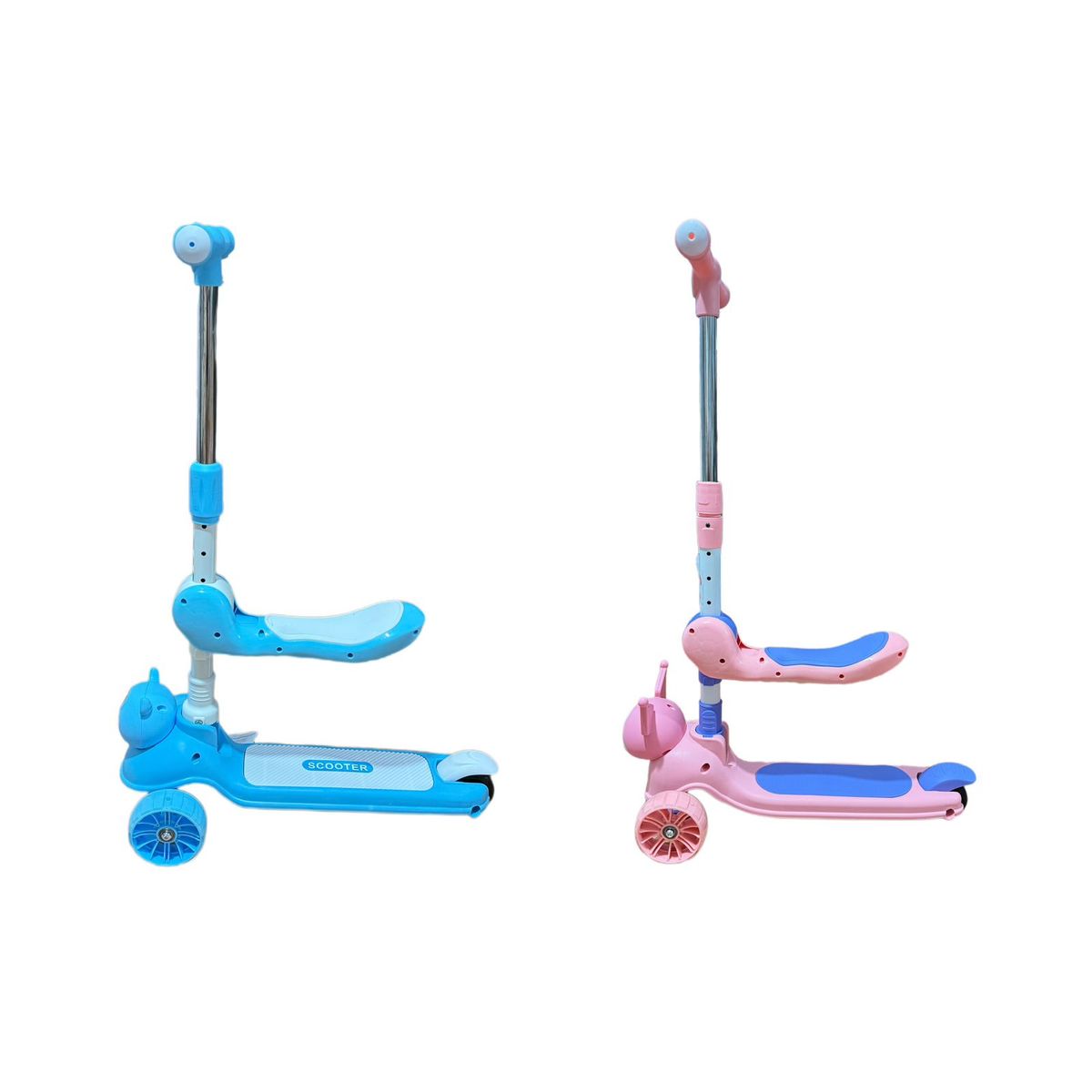 EVERSO - Scooter Monopatines Plegable De Luz Led Para Niños Azul