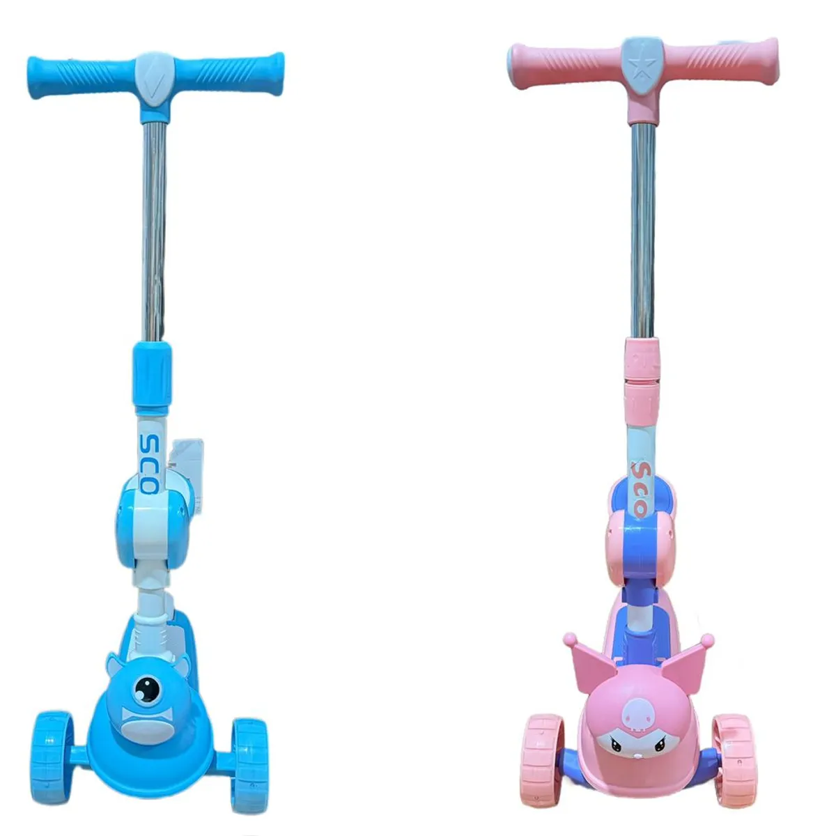 EVERSO - Scooter Monopatines Plegable De Luz Led Para Niños Azul
