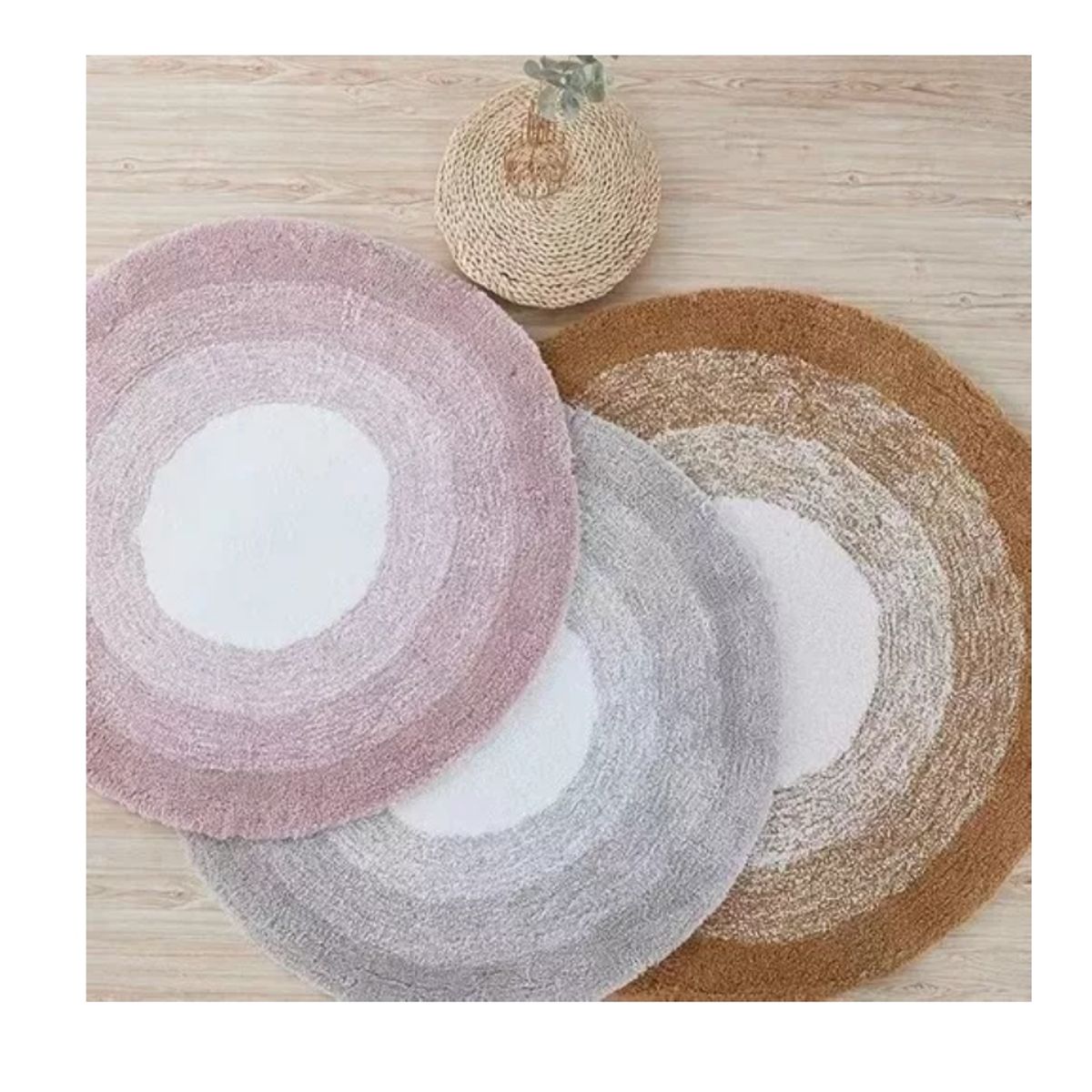 GENERICO - Alfombra Redonda 100cm Super Suave Circulos