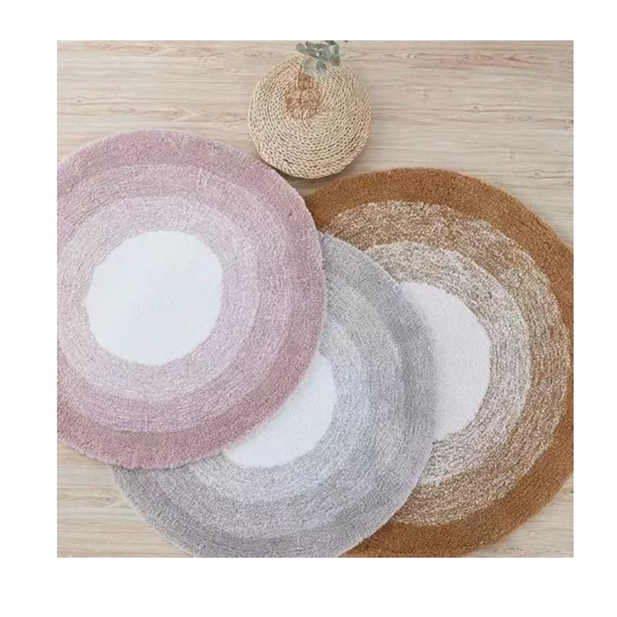 GENERICO - Alfombra Redonda 100cm Super Suave Circulos