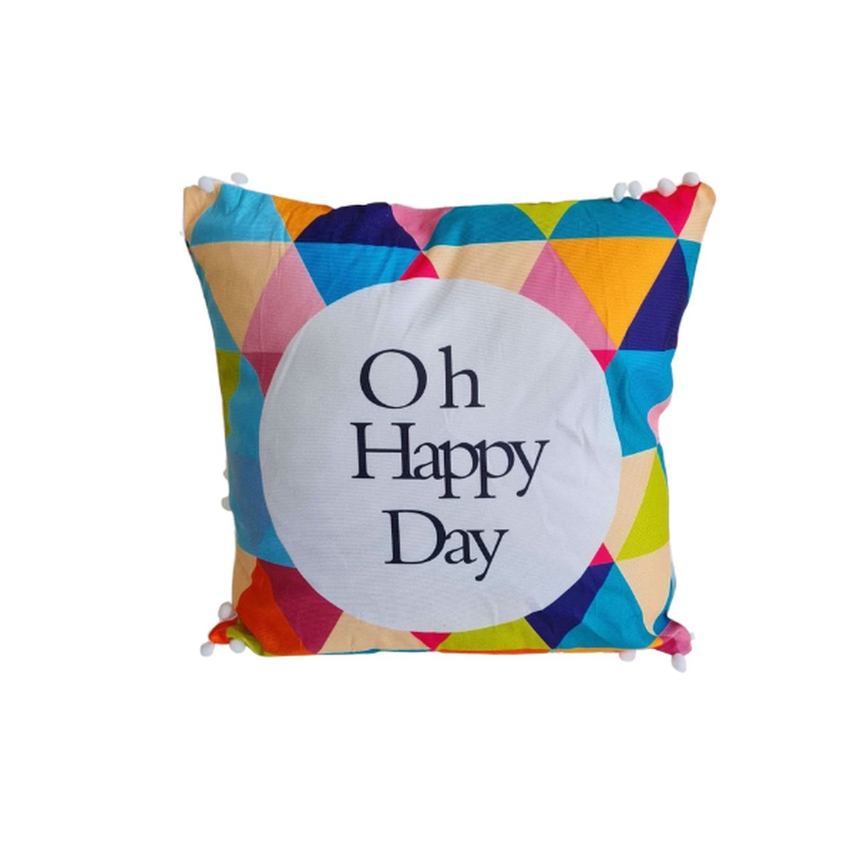 GENERICO - Funda Para Cojin Pompon Decorativa Diseño 45x45 - Naranja claro