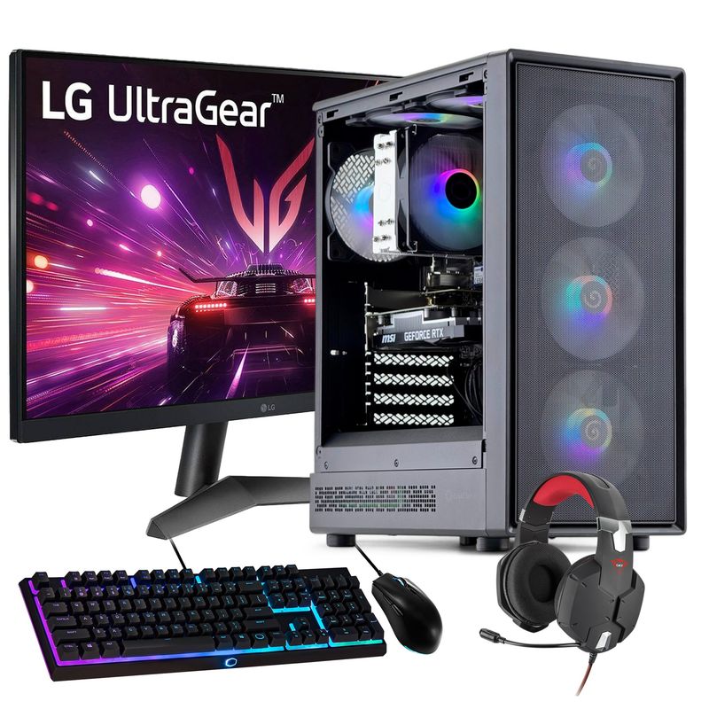 HYPERPC - PC GAMER + MONITOR 24 + Perif: AMD RYZEN 5 5600XT 16gb 1Tb RTX 3050 WiFi 6xFAN