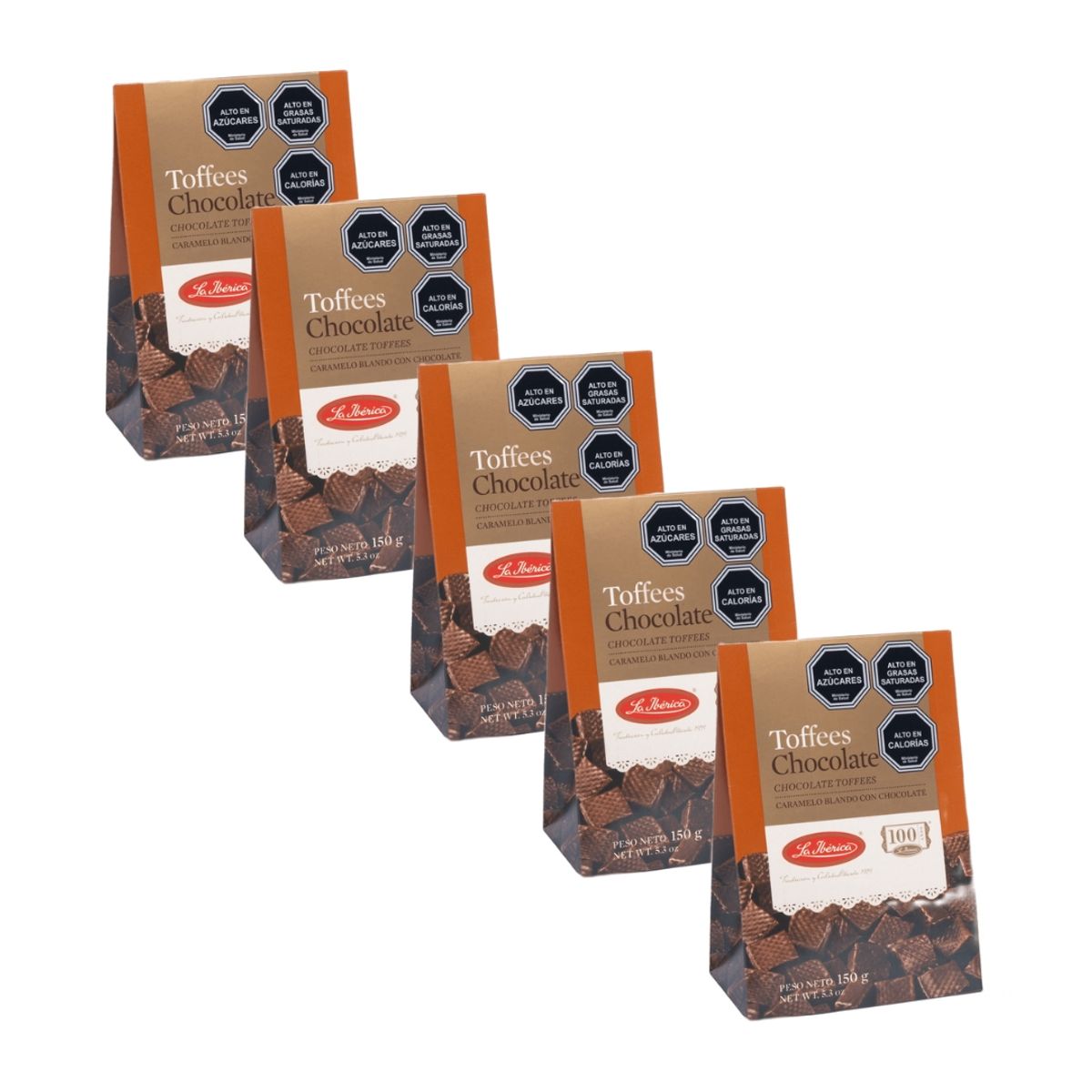 LA IBERICA - PACK X5 CARAMELOS TOFFEES CHOCOLATE 150GR