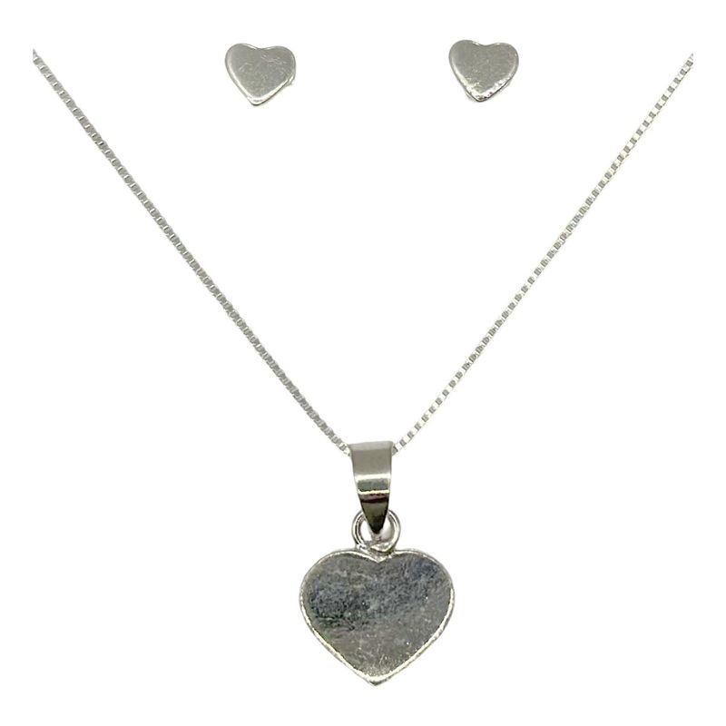 GENERICO - Conjunto Collar Aros Corazon Plata 925 Mas Caja De Regalo