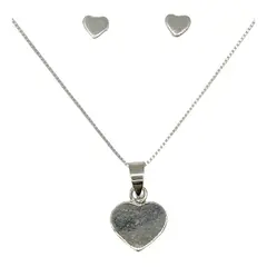 GENERICO - Conjunto Collar Aros Corazon Plata 925 Mas Caja De Regalo