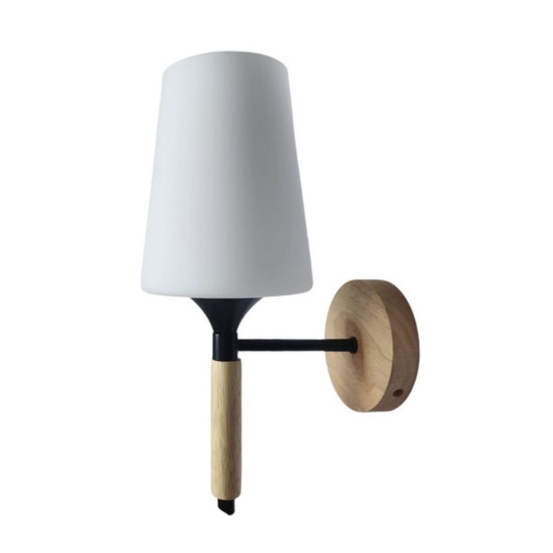 GENERICO - Lampara Aplique Simple Porta Ampolleta E27 Madera Decorativo