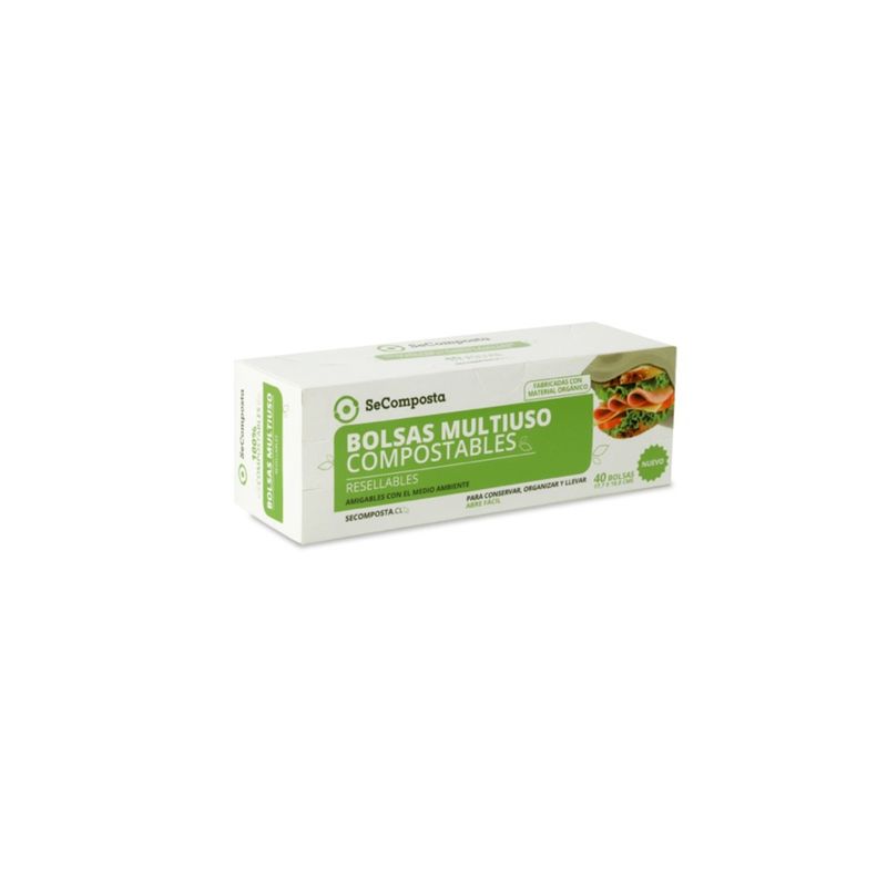 GENERICO - 40 Bolsas Compostables Resellables 17 x 18 cm SeComposta SECOMPOSTA