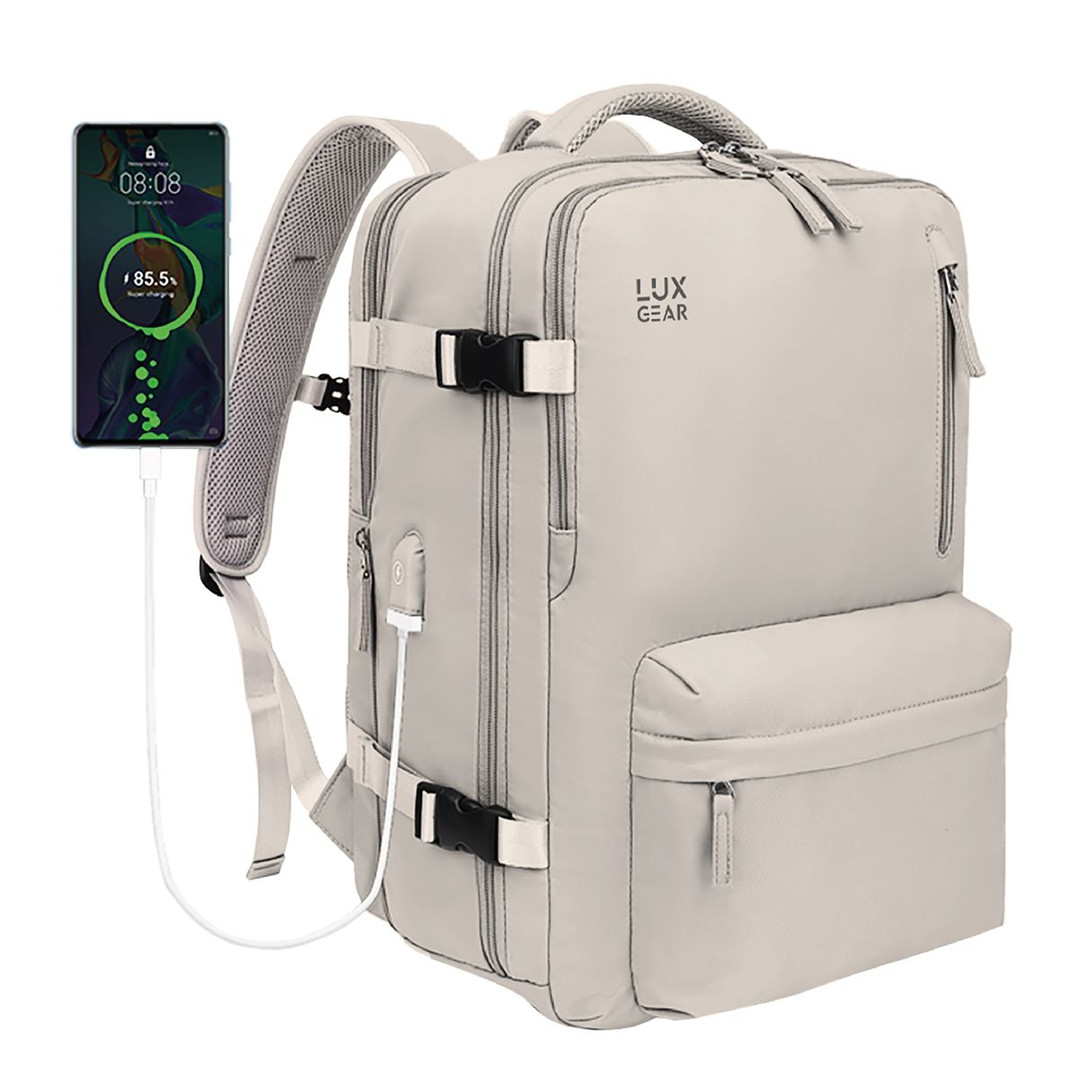 LUXGEAR - Mochila De Viaje Expansible Luxgear NomadLifeV2 Impermeable - Negro