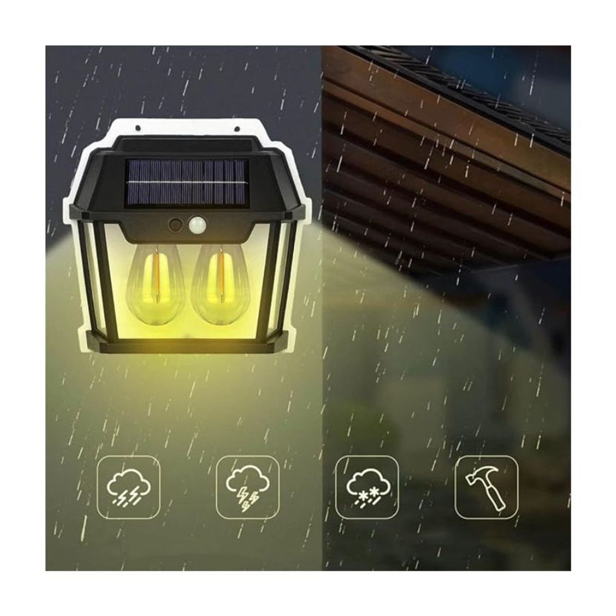 GENERICO - Lampara Luz Solar De Pared 2 Focos De Emergencia Linterna