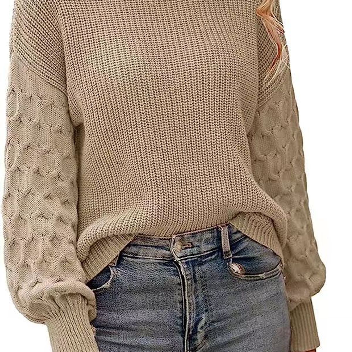 BLWOENS - Suéter de punto para Mujer -Beige