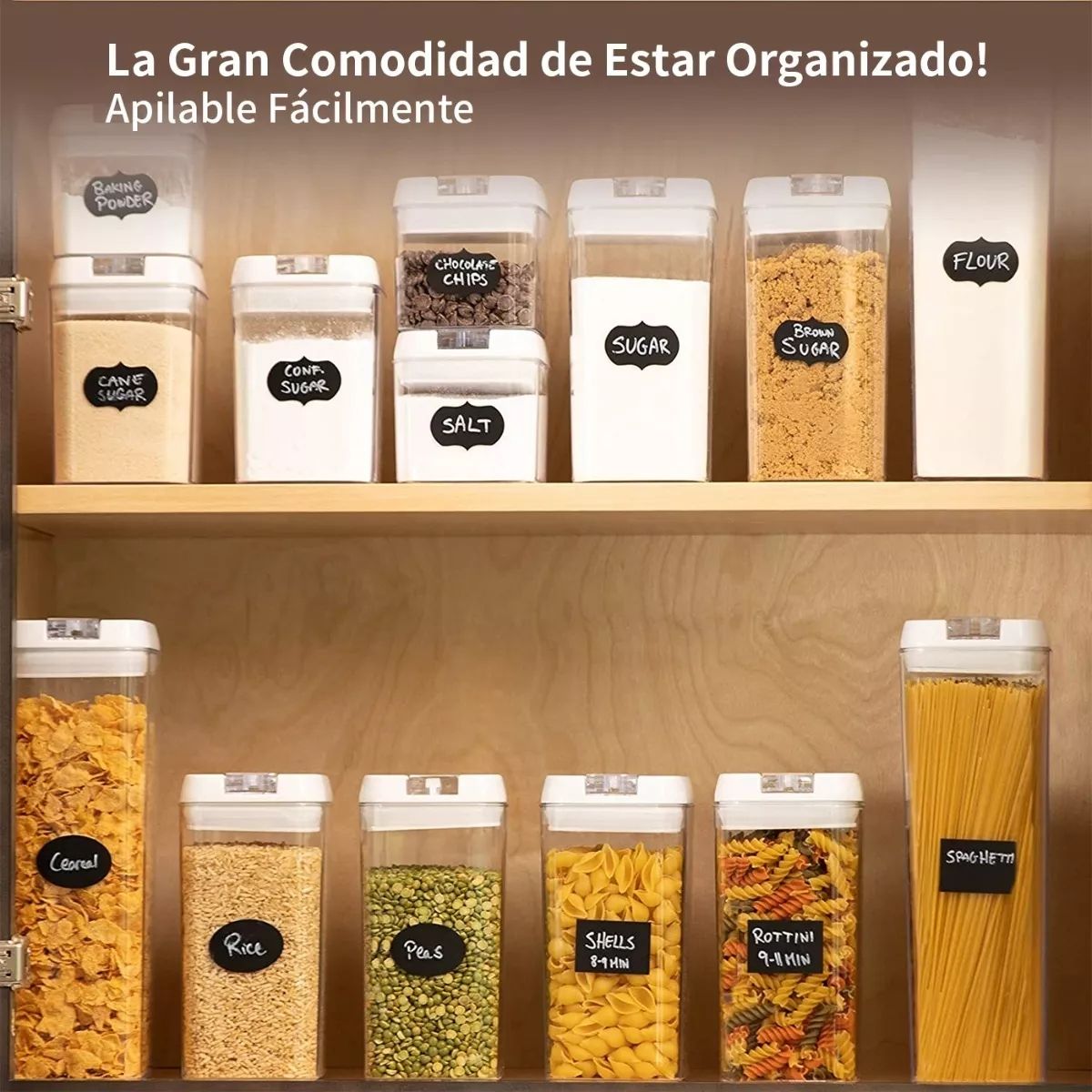 GENERICO - Set 5 Contenedores Herméticos De Almacenamiento Plástico Color Negro