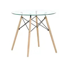 REMATIME - Mesa Eames Cubierta de Vidrio 100 cm - Transparente