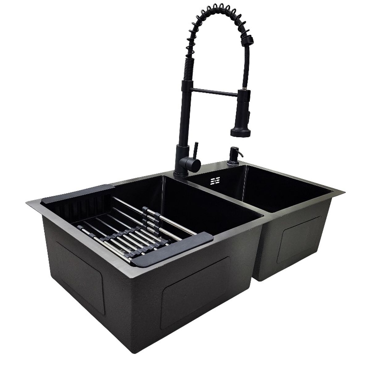 GENERICO - LAVAPLATOS 78X43 BLACK + GRIFERIA Y ACCESORIOS DE REGALO