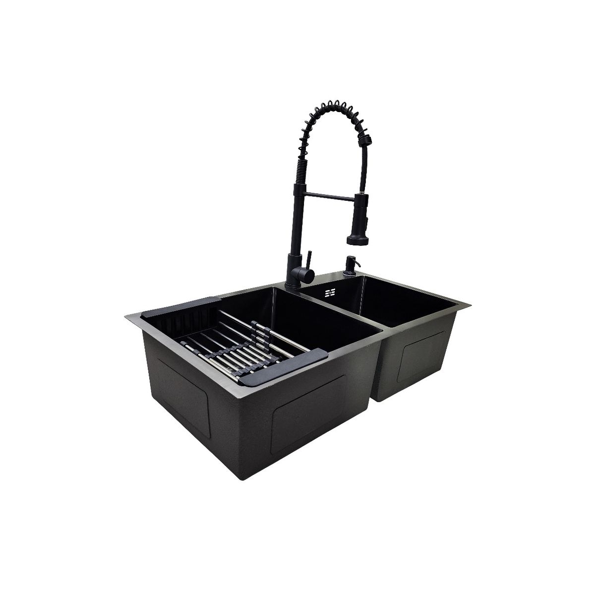 GENERICO - LAVAPLATOS 78X43 BLACK + GRIFERIA Y ACCESORIOS DE REGALO