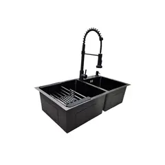 GENERICO - LAVAPLATOS 78X43 BLACK + GRIFERIA Y ACCESORIOS DE REGALO