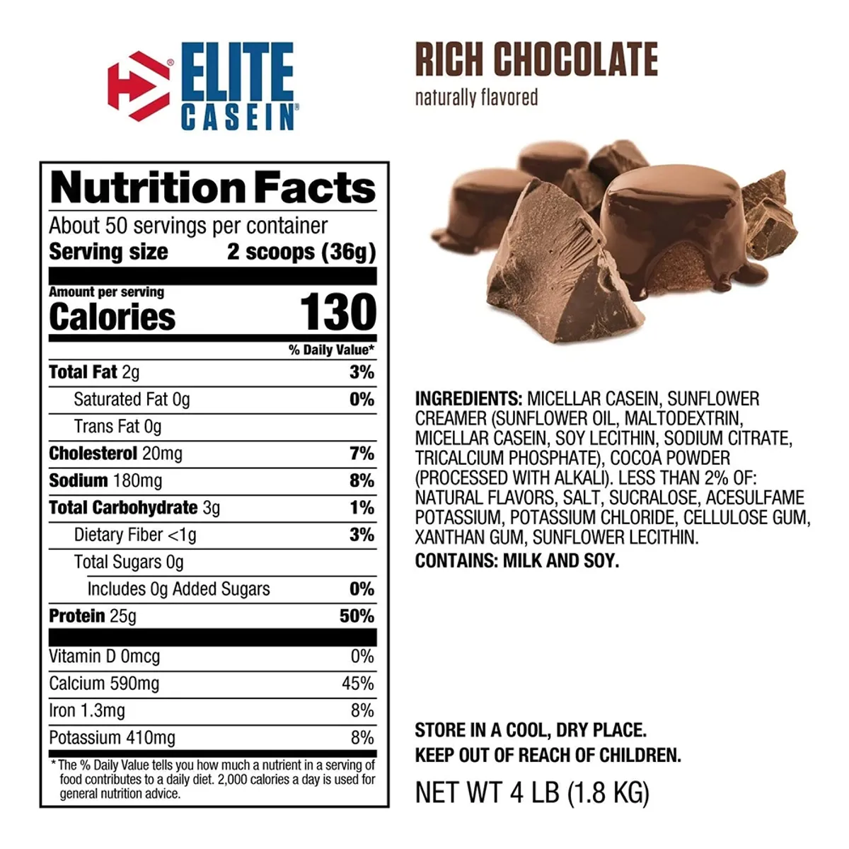 DYMATIZE - Proteína Dymatize Elite Casein 4 Lb Rich Cocolate